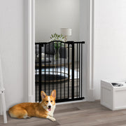 Freestanding Metal Dog Safety Gate Adjustable Folding Pet Barrier for Doorways Black