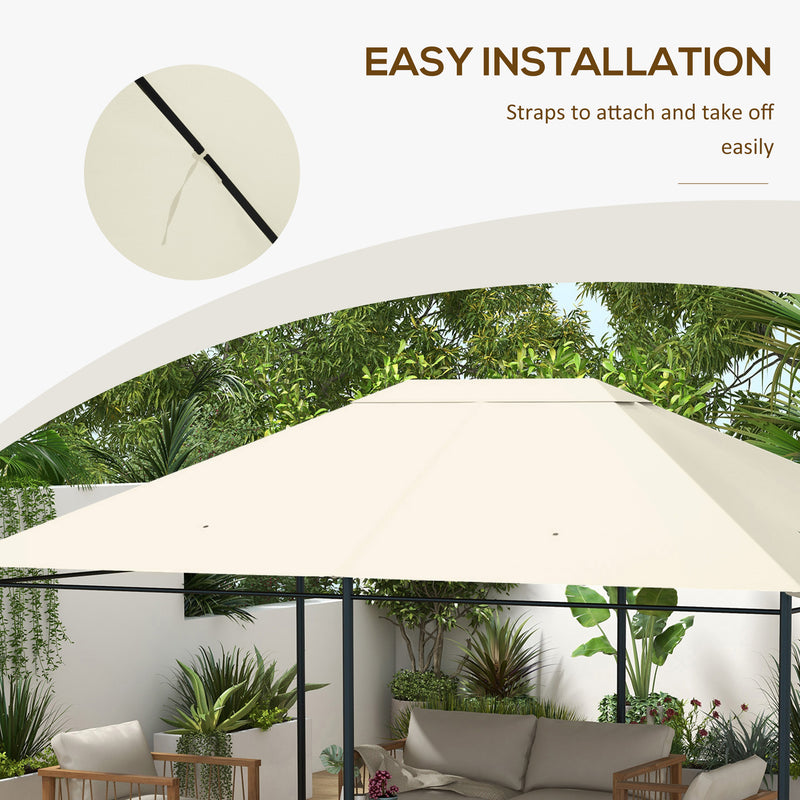 3 x 4m Gazebo Canopy Roof Replacement Top Cover Ideal for Outdoor Use Cream White AOSOM