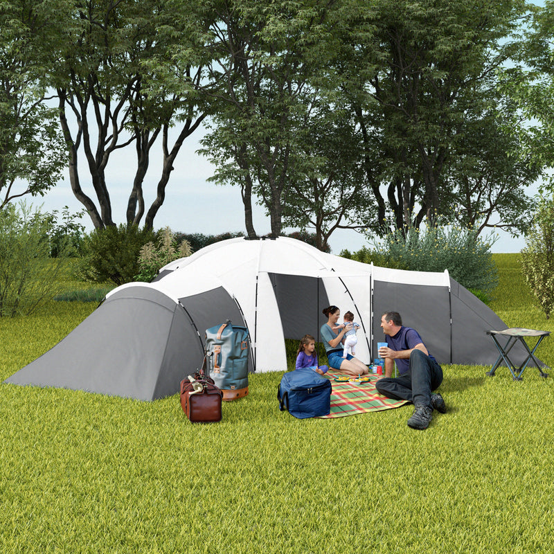 Large Family Camping Tent with Three Bedrooms and Living Room for Group Trips Dark Grey