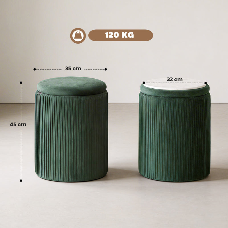 Ottoman Storage Bench with Reversible Coffee Table Lid and Hidden Compartment Dark Green
