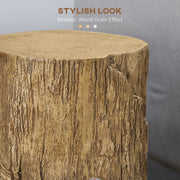 Side Table with Realistic Tree Stump Design for Indoor or Outdoor Use Natural AOSOM