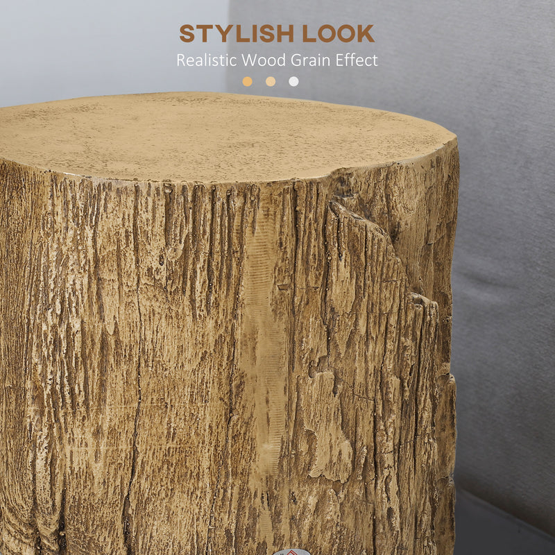 Side Table with Realistic Tree Stump Design for Indoor or Outdoor Use Natural AOSOM