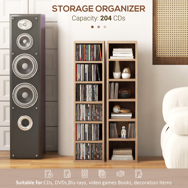 Set of Two CD Storage Towers Holds 102 CDs Each Ideal for Home Organisation, Wood Effect