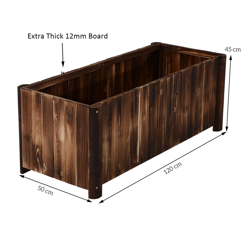 Raised Wooden Garden Planter for Easy Herb and Vegetable Growing Carbonised Finish AOSOM