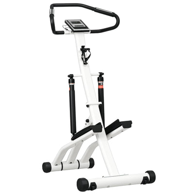 Foldable Home Stair Stepper with 12 Level Resistance and LCD Screen White and Black AOSOM