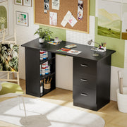 Computer Desk with Storage Shelves and Drawers for Home Office or Study Black AOSOM