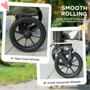 Dark Green Folding Pet Stroller for Large Dogs with Shock Absorb Frame and Safety Leashes by PawHut AOSOM
