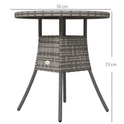 Round Rattan Garden Dining Table for 2 to 4 People with Easy Clean Top Mixed Grey Outsunny