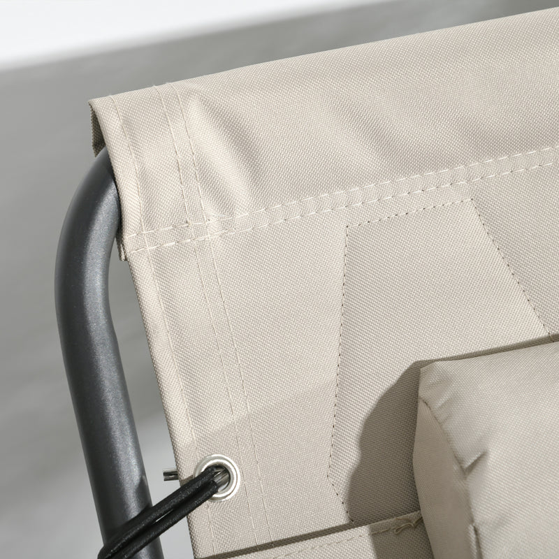 Set of 2 Khaki Sun Loungers with 5 Position Reclining Backs for Relaxing Outdoors