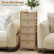 Slim Chest of Drawers for Small Bedrooms with Five Fabric Storage Drawers Natural Finish AOSOM