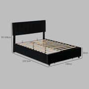 Black Double Ottoman Bed Frame with Spacious Front Drawer for Extra Storage