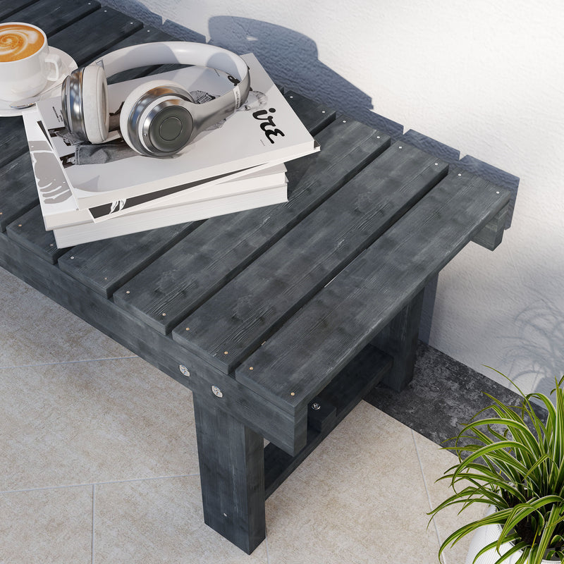 2 Seater Wooden Garden Bench With Slatted Backrest For Outdoor Relaxing, Grey AOSOM