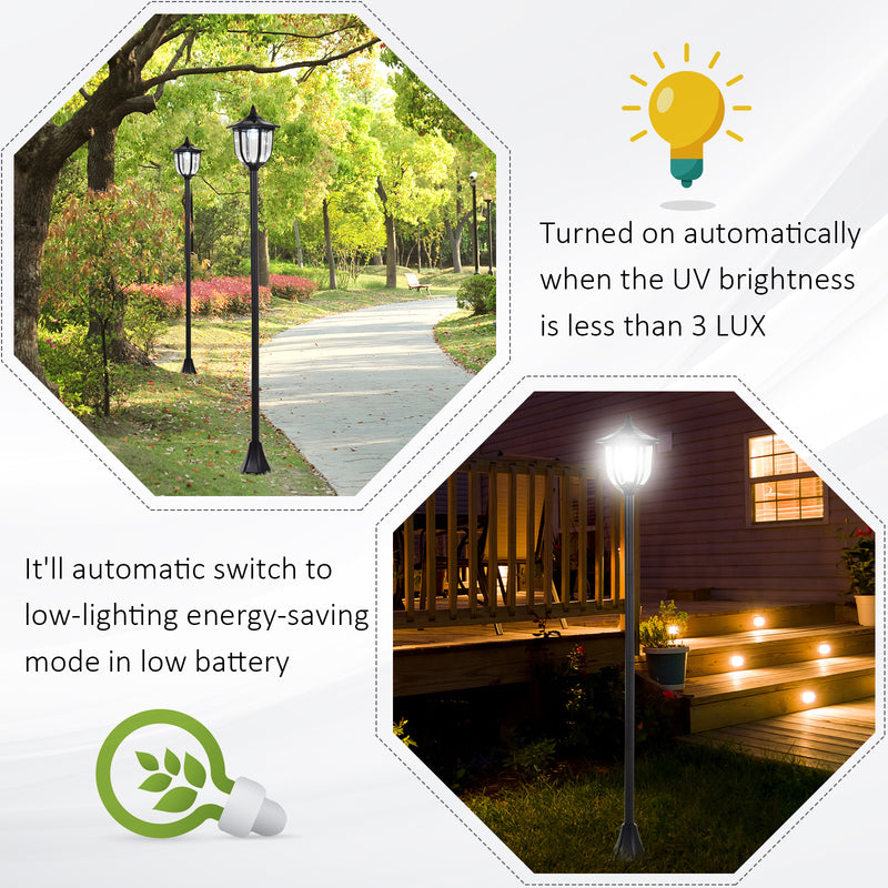 Tall Solar Garden Post Light With LED Lantern For Outdoor Pathways And Driveways