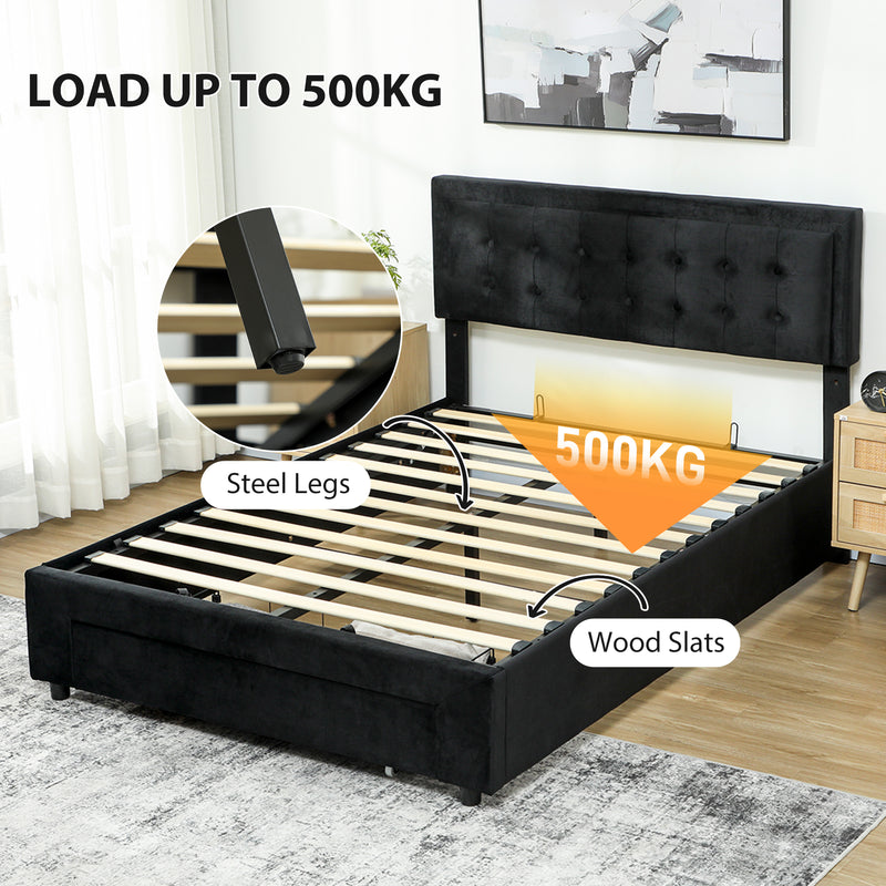 King Size Ottoman Bed Frame with Storage Drawer Ideal for Bedrooms Black