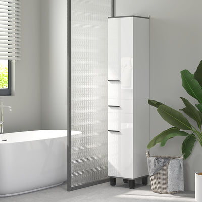 White 190cm Slim Bathroom Storage Floor Cabinet with Shelves by HOMCOM