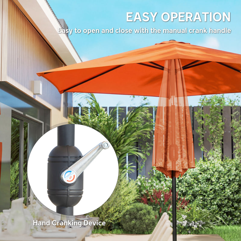 Tilting Garden Parasol with Adjustable UPF30+ Shade For Patio or Lawn Outsunny