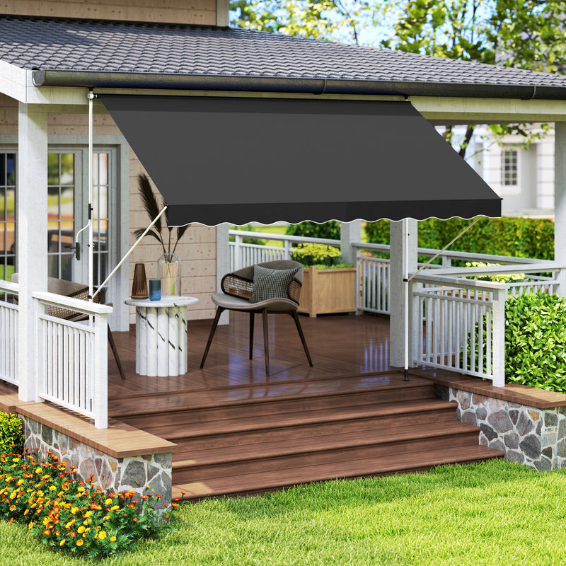 Black 3x1.5m Adjustable Outdoor Awning with Aluminium Frame by Outsunny