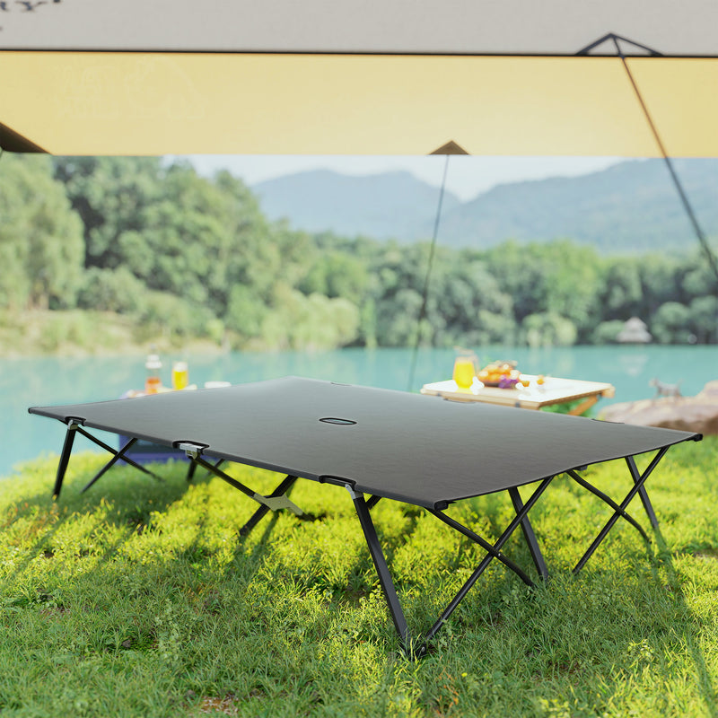 Double Folding Camping Bed for Two Adults Raised Off Ground Charcoal Grey
