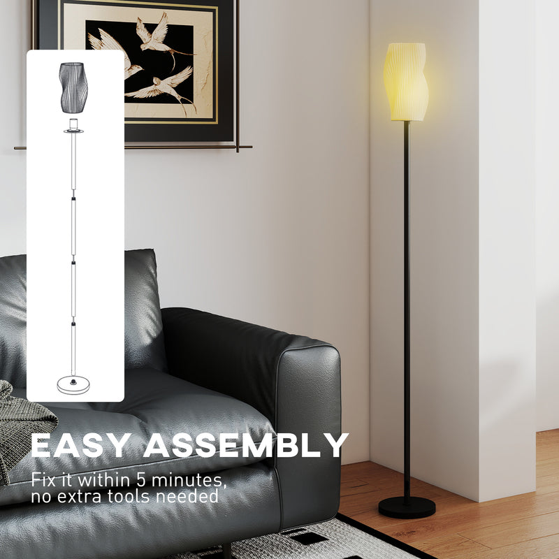 Modern 3D Printed Floor Lamp with Foot Switch for Living Room or Bedroom, White