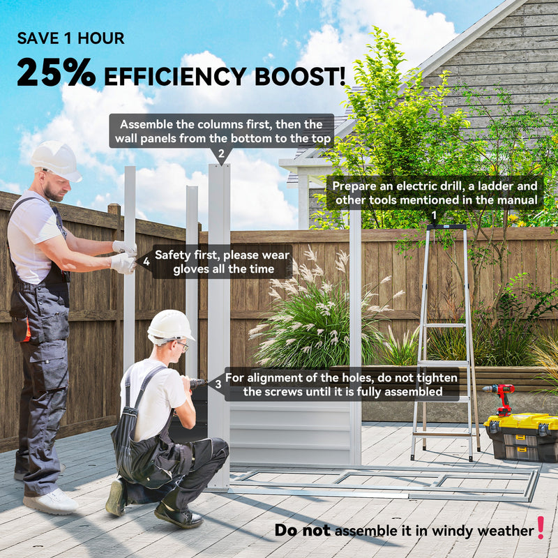 7x4 Metal Garden Storage Shed with Lockable Double Doors and Vents Dark Grey by Outsunny