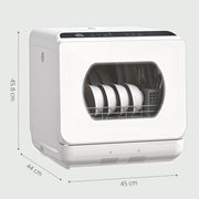 Compact Tabletop Dishwasher with 6L Capacity and Multiple Wash Programs, White