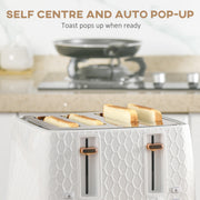 Fast Boil 17L Electric Kettle and 4 Slice Toaster Set With Adjustable Browning Control White