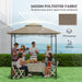 Khaki Grill Gazebo Replacement Canopy UPF50+ Double Tiered Top Cover for 1.5 x 2.4m Frame by Outsunny