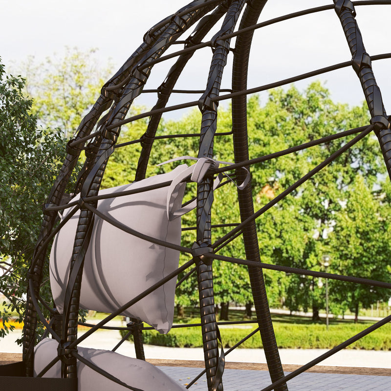 Grey Hanging Egg Chair with Stand and Cushion for Garden Patio and Balcony by Outsunny