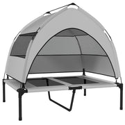 Portable Elevated Dog Bed with Canopy Cooling Raised Pet Cot for Medium to Large Dogs