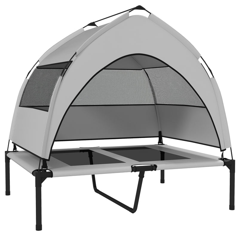 Portable Elevated Dog Bed with Canopy Cooling Raised Pet Cot for Medium to Large Dogs