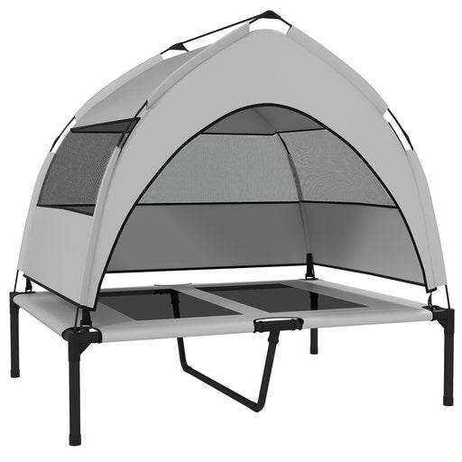 Portable Elevated Dog Bed with Canopy Cooling Raised Pet Cot for Medium to Large Dogs