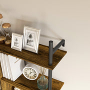 Three Tier Floating Wall Shelf Brown and Black Wood Finish by HOMCOM