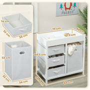 Baby Changing Unit with 4 Drawers and Padded Mat for Nursery or Bedroom, White