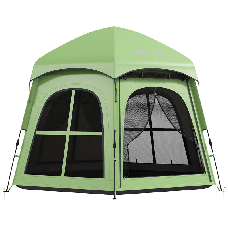 Pop Up Family Tent for Quick Camping Shelter with Blackout Lining and UV Protection Green