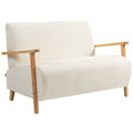 Cream White 2 Seater Sofa Settee with Soft Sherpa Fabric Upholstery by Homcom