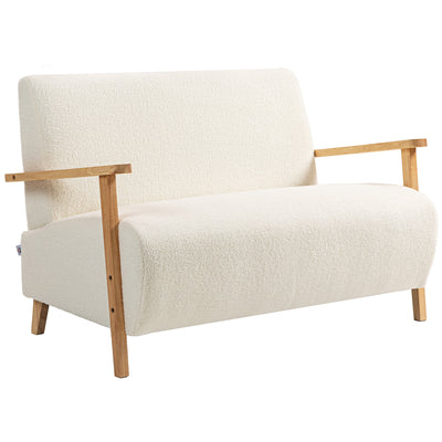 Cream White 2 Seater Sofa Settee with Soft Sherpa Fabric Upholstery by Homcom