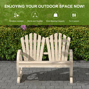 Outsunny Fir Wood Love Seats with Wheel-Shaped Armrests, Large Load-Bearing Chair, Natural Wood Finish AOSOM