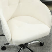 Velvet Swivel Office Chair With Padded Seat For Home Or Work Desk Comfort Cream