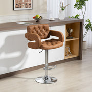 Height Adjustable Swivel Bar Stool With Backrest Armrests And Footrest For Home Bar Brown
