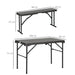 Folding Picnic Table and Bench Set for 4 with Steel Frame and Plastic Top Dark Grey by Outsunny