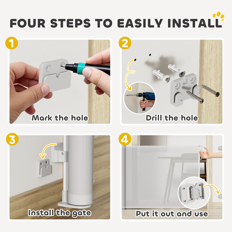 Grey Retractable Dog Gate for Stairs and Doorways Extends to 140 cm Wide