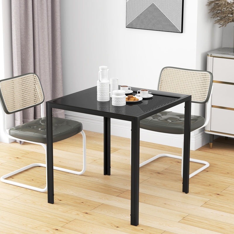 Square Glass Dining Table for Small Kitchens or Dining Rooms Seats 2 to 4 Black AOSOM