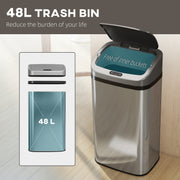 48L Motion Sensor Kitchen Bin with Hands Free Lid and Soft Close Feature Silver