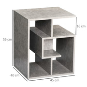 Set of 2 Three Tier Side Tables with Open Shelves for Bedroom or Lounge, Cement Colour
