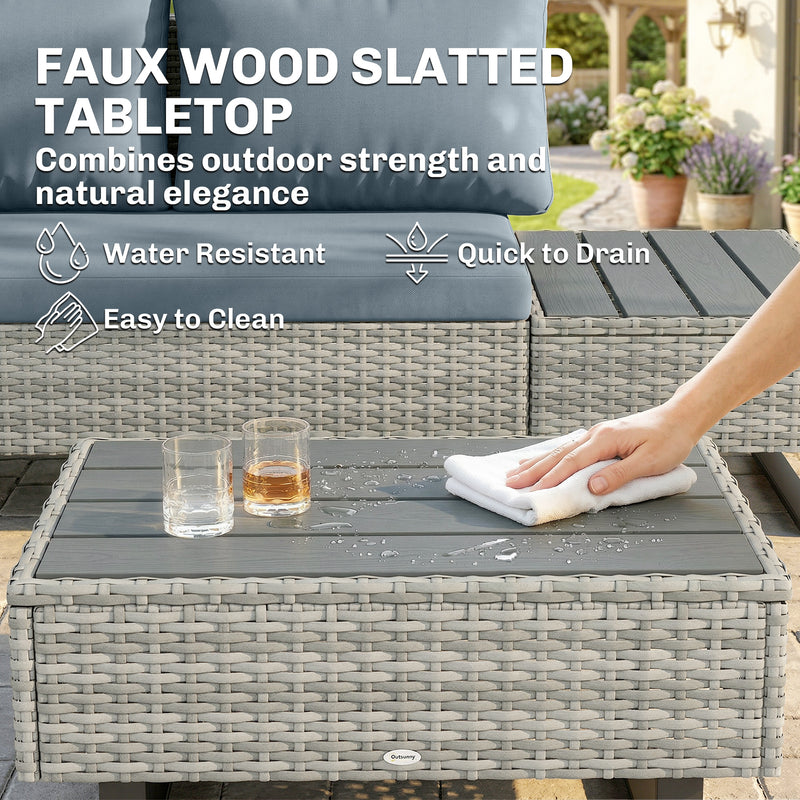 Rattan Corner Sofa Set with Adjustable Backrest for Spacious Outdoor Lounging, Grey