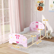 Pink Ballet Theme Toddler Bed Frame with Safety Rails for Ages 3-6 by AIYAPLAY