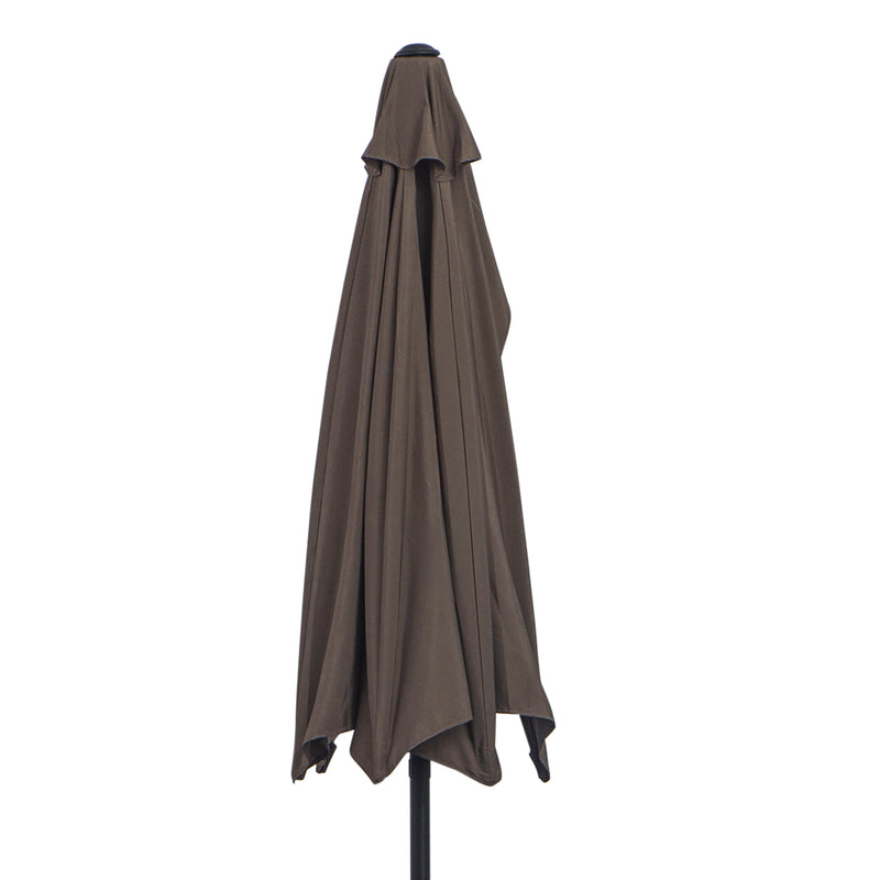 Brown 2.7m Half Parasol Garden Umbrella With Steel Ribs For Balcony Or Patio Shade