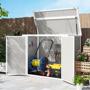 Light Grey Lockable Garden Storage Shed for Tools and Wheelie Bins with Openable Lid by Outsunny