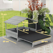 Extendable Elevated Rattan Dog Bed With Water Resistant Roof and Cushion Charcoal Grey by PawHut