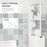 Tall Slim Bathroom Storage Cabinet with Drawers and Shelves Ideal for Small Spaces White